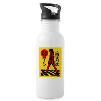 Tokyo Stamp Walk Art - Water bottle with straw - white - Right