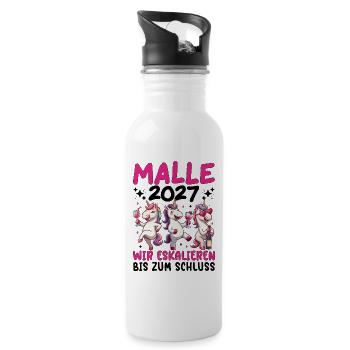  Malle 2027 Wir Eskalieren Bis Zum Schluss Einhorn - Trinkflasche mit integriertem Trinkhalm - Weiß - Rechts