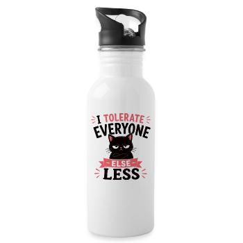 I tolerate people less cat funny shir - Water bottle with straw - white - Right