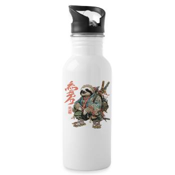 Sloth Samurai in Ukiyoe Armor - Water bottle with straw - white - Right