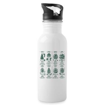 Baumarten Holz Wald Forstwirtschaft Forst Förster - Trinkflasche mit integriertem Trinkhalm - Weiß - Rechts