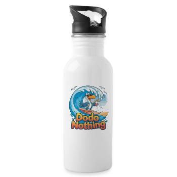 Dodo Surfer auf Tropenwelle - Trinkflasche mit integriertem Trinkhalm - Weiß - Rechts
