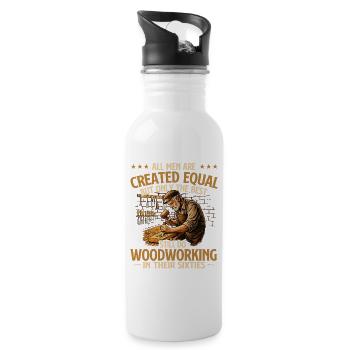 Best Woodworkers In Their Sixties Humor - Water bottle with straw - white - Right