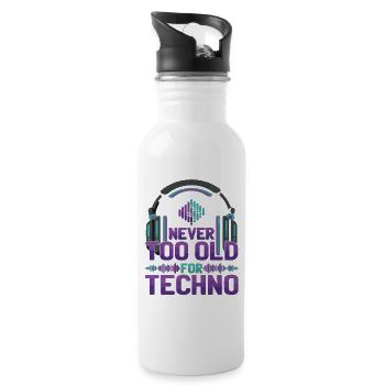 Never Too Old Techno Music DJ - Water bottle with straw - white - Right