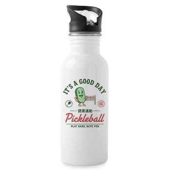 Pickleball Funny Player Love Pickleball Court - Water bottle with straw - white - Right