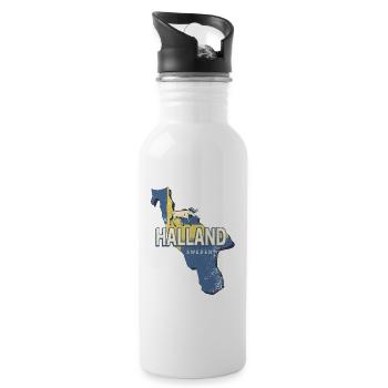 Halland in Sweden Province with Map Souvenir - Water bottle with straw - white - Right