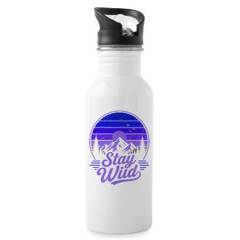Stay Wild Retro Berge Vintage Sonnenuntergang - Trinkflasche mit integriertem Trinkhalm - Weiß - Rechts
