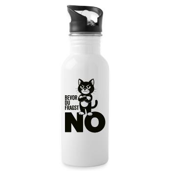 Schwarze Katze Shirt - Sarkastisches No Design - Trinkflasche mit integriertem Trinkhalm - Weiß - Rechts