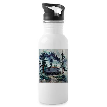 Explore the Unknown Forest Camper - Water bottle with straw - white - Right
