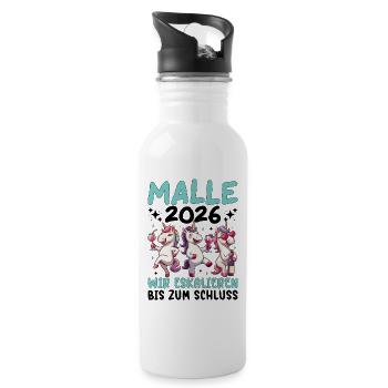 Malle 2026 Wir Eskalieren Einhorn Party Urlaub - Trinkflasche mit integriertem Trinkhalm - Weiß - Rechts