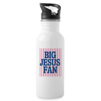 Big Jesus Fan Pink Stripes Kirche Glaube Christ - Trinkflasche mit integriertem Trinkhalm - Weiß - Rechts