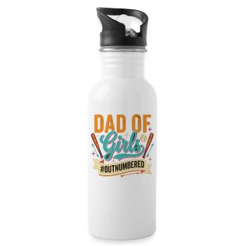 Dad of Girls Baseball Dad Daughters Sports - Water bottle with straw - white - Right