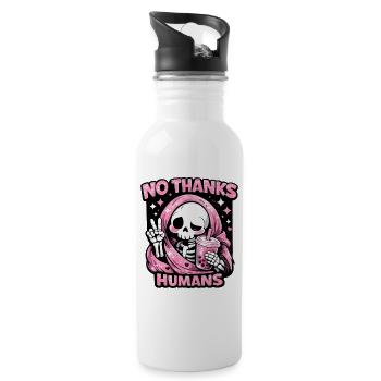 No Thanks Humans süßer Sensenmann Bubble Tea - Trinkflasche mit integriertem Trinkhalm - Weiß - Rechts