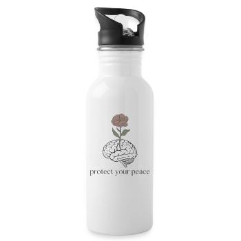 Brain Flower: Protecting Peace - Water bottle with straw - white - Right