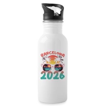 Barcelona 2026 - Trinkflasche mit integriertem Trinkhalm - Weiß - Rechts