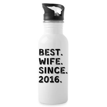 Best Wife Since 2016 10 Year Anniversary Gift - Water bottle with straw - white - Right