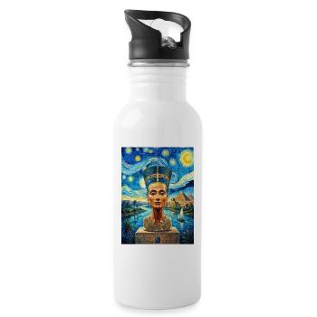 Nefertiti Starry Night - Water bottle with straw - white - Right