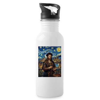 Albrecht Durer Sternennacht - Trinkflasche mit integriertem Trinkhalm - Weiß - Rechts