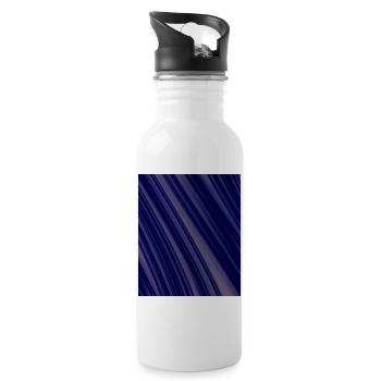Navy Diagonale Strukturen - Trinkflasche mit integriertem Trinkhalm - Weiß - Rechts