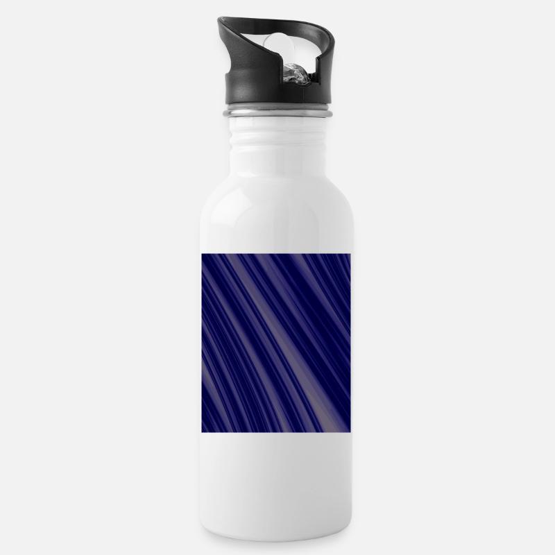 Navy Diagonal Structures - Water bottle with straw - white