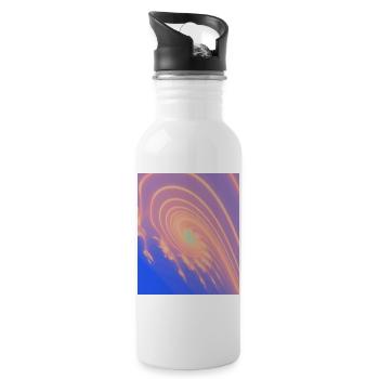 Pastel Spiral Rainbow Swirl - Water bottle with straw - white - Right