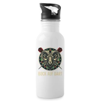 Bock auf Dart Widder Dartscheibe Dartspieler - Trinkflasche mit integriertem Trinkhalm - Weiß - Rechts