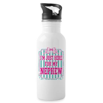 Auntie I'm Just Here For My Nephew - Water bottle with straw - white - Right