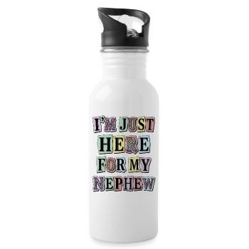 Auntie I'm Just Here For My Nephew - Water bottle with straw - white - Right