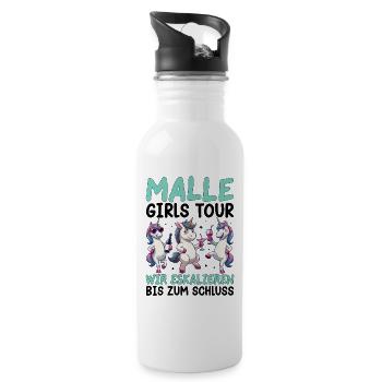 Malle Girls Tour Einhorn Mallorca Party Urlaub - Trinkflasche mit integriertem Trinkhalm - Weiß - Rechts