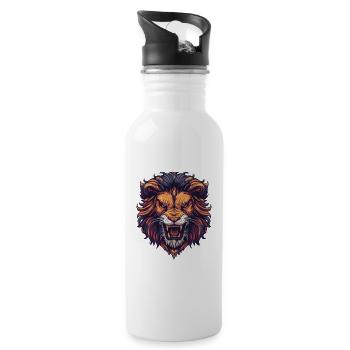 Lion Animal Lion Head - Water bottle with straw - white - Right