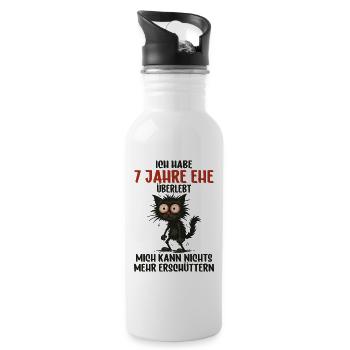 7. Hochzeitstag, 7 Jahre verheiratet, 7 Jahre Ehe - Trinkflasche mit integriertem Trinkhalm - Weiß - Rechts