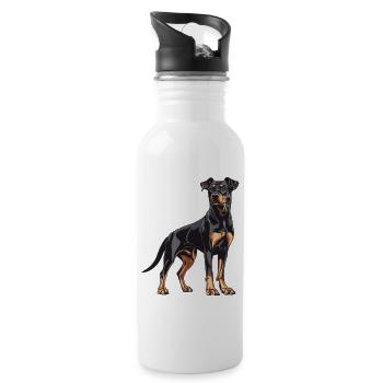 Élégance de l’Illustration du Doberman - Gourde avec paille intégrée - blanc - Droite