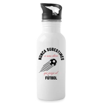 Feministisches Fußballmädchen  - Trinkflasche mit integriertem Trinkhalm - Weiß - Rechts