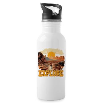  Erkunde Die Weiten Der Wüste Mit Sonnenaufgang Im - Trinkflasche mit integriertem Trinkhalm - Weiß - Rechts