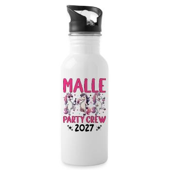 Malle Party Crew 2027 - Trinkflasche mit integriertem Trinkhalm - Weiß - Rechts