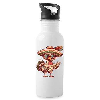 Sombrero comique drôle de la bande dessinée de la dinde - Gourde avec paille intégrée - blanc - Droite