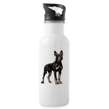 Doberman - Gourde avec paille intégrée - blanc - Droite