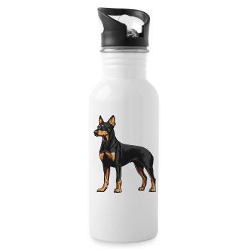 Dobermann - Trinkflasche mit integriertem Trinkhalm - Weiß - Rechts