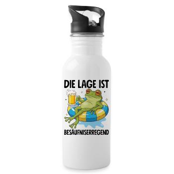 Die Lage Ist Besäufniserregend Frosch - Trinkflasche mit integriertem Trinkhalm - Weiß - Rechts