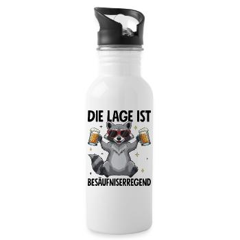 Die Lage Ist Besäufniserregend mit Waschbär - Trinkflasche mit integriertem Trinkhalm - Weiß - Rechts