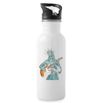 Statue of Liberty Playing Electric Guitar - Water bottle with straw - white - Right