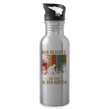 Mir reichts Ich geh in den Garten Vintage Gärtner - Trinkflasche mit integriertem Trinkhalm - Lightsilver - Rechts
