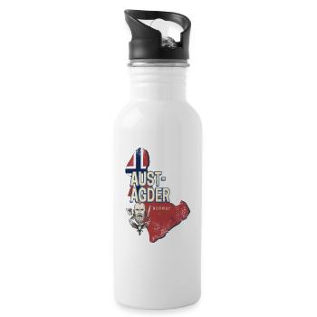 Aust-Agder in Norway Retro Province Souvenir - Water bottle with straw - white - Right