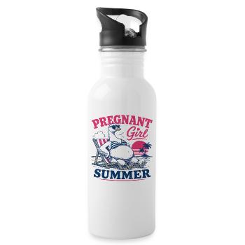 Pregnant summer dodo on the beach - Water bottle with straw - white - Right