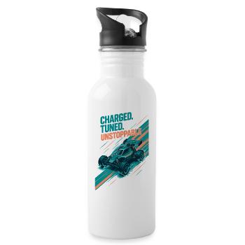 Geladen, getunt, unaufhaltbar | RC Buggy - Trinkflasche mit integriertem Trinkhalm - Weiß - Rechts