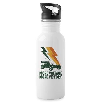 Mehr Volt mehr Sieg | RC Auto Elektro - Trinkflasche mit integriertem Trinkhalm - Weiß - Rechts