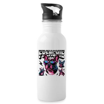 Frenchie Cool French Bulldog Rétro - Gourde avec paille intégrée - blanc - Droite
