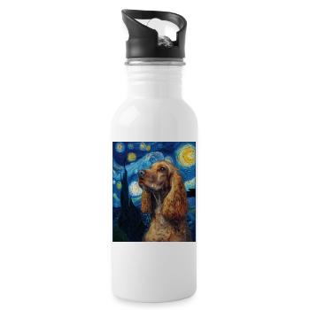 Chien Cocker Spaniel - Gourde avec paille intégrée - blanc - Droite