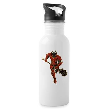 Devil Demon Mask Death Fantasy Satan Halloween - Water bottle with straw - white - Right