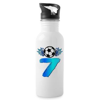7th Birthday Seven Soccer - Water bottle with straw - white - Right